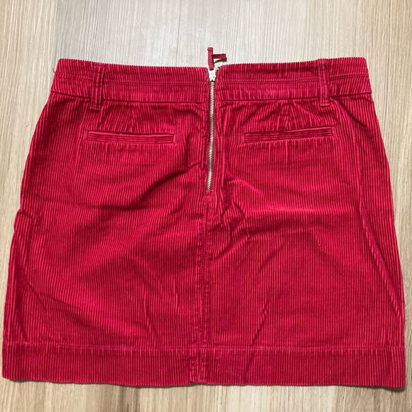 LOFT, red, corduroy mini skirt with button detail - Picture 3 of 7